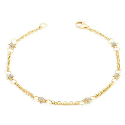 Whisper Chain Silver Diamond Bracelet in 18k Gold