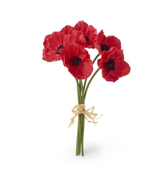Red Real Touch Mini Poppy Bundle - 6 Stems - 11"