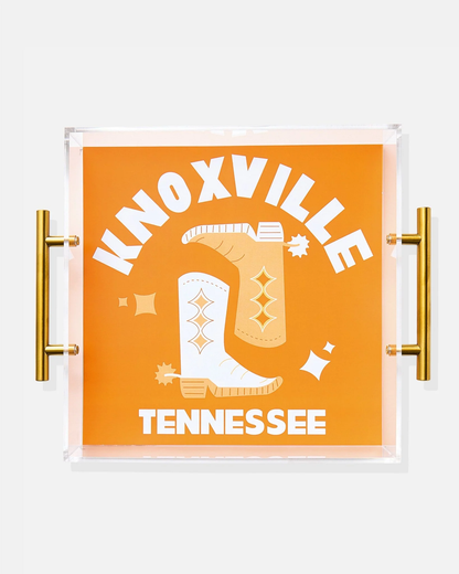 Knoxville Large Acrylic Tray with Gold Handles