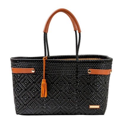 Open Basket Jumbo Braided Solid Black