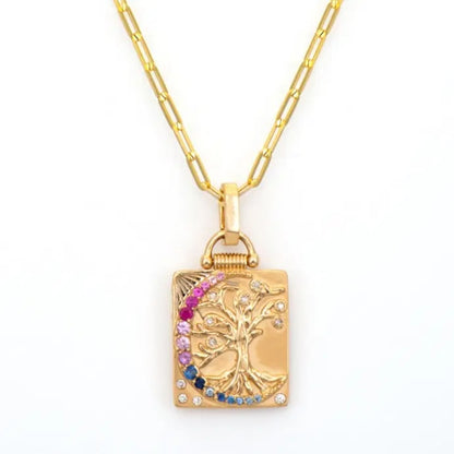Dreaming Tree Dbl Sided Tablet Pendant,0,18tcw, 14KTY w/Bale