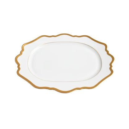 Antique - White & Gold - Oval Platter 13.75"