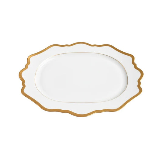 Antique - White & Gold - Oval Platter 13.75"