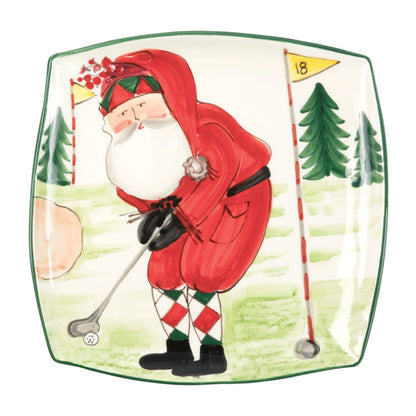 Old St. Nick - Square Platter - Golfing 12"