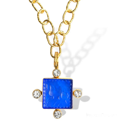 DMD P Intaglio Enhancer - Equestrian in Blue & White Topaz