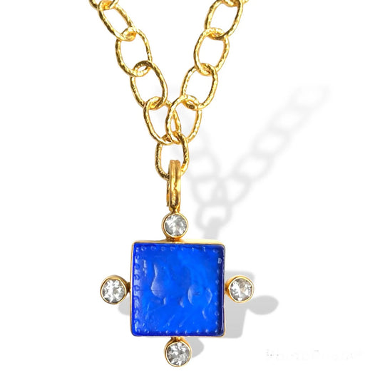 DMD P Intaglio Enhancer - Equestrian in Blue & White Topaz