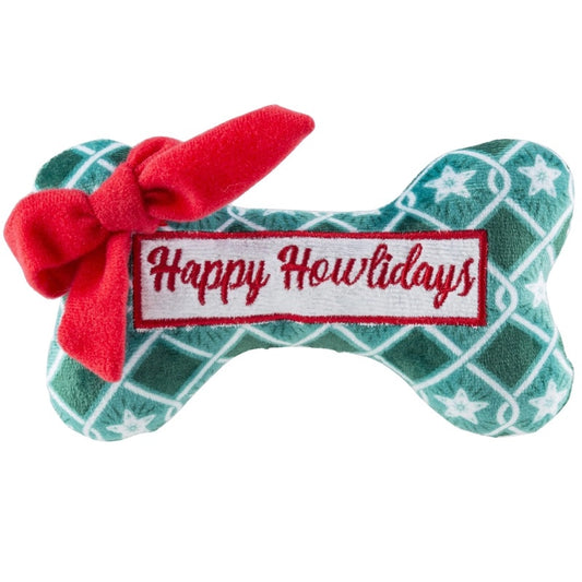 Happy Howlidays Bone - Stocking Stuffer Christmas Dog Toy 7"