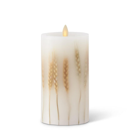 KKI White Wax Wheat Luminara Indoor Pillar - 6.5"