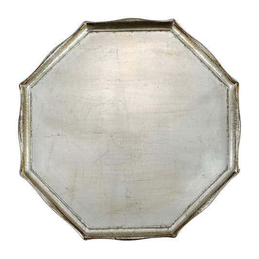 Florentine Wood - Platinum Octagonal Tray - 14.5"