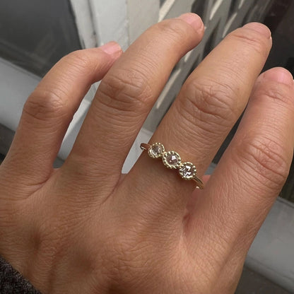 JKD R - Mazurka 3 Rose Cut Diamond Ring; 14kt YG; 7