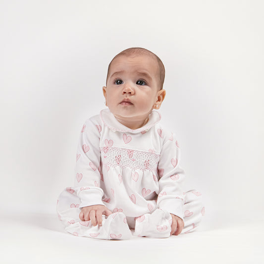 Heart Print - Smocked Footie -