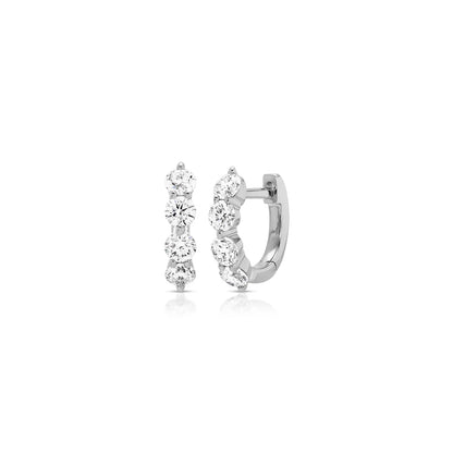 EFC E Jumbo Prong Set Diamond Mini Huggie Earrings - 14KTWG