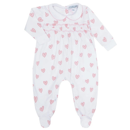 NPA Heart Print - Smocked Footie -