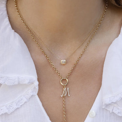 EFC N Emeral Cut Diamond Necklace - 14KTYG