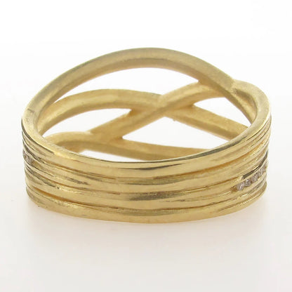 4 Ribbon Ring with Channel Set Diamonds