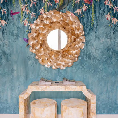 Venus Champagne Saddle Oyster Shell Mirror 45"