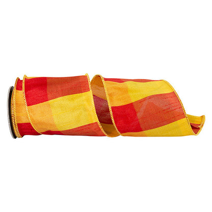 Jumbo Check Sunset Dupioni Ribbon - Multi 4" X 5Yd