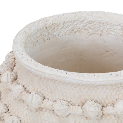 Gavino Short Beige Round Ceramic Table Vase 8"