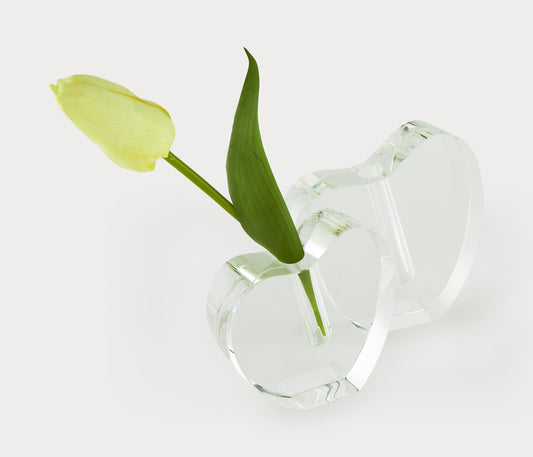 Crystal Glass Heart Vase in Clear