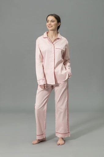 Nocturne Pajama Set - Pink & Scarlet