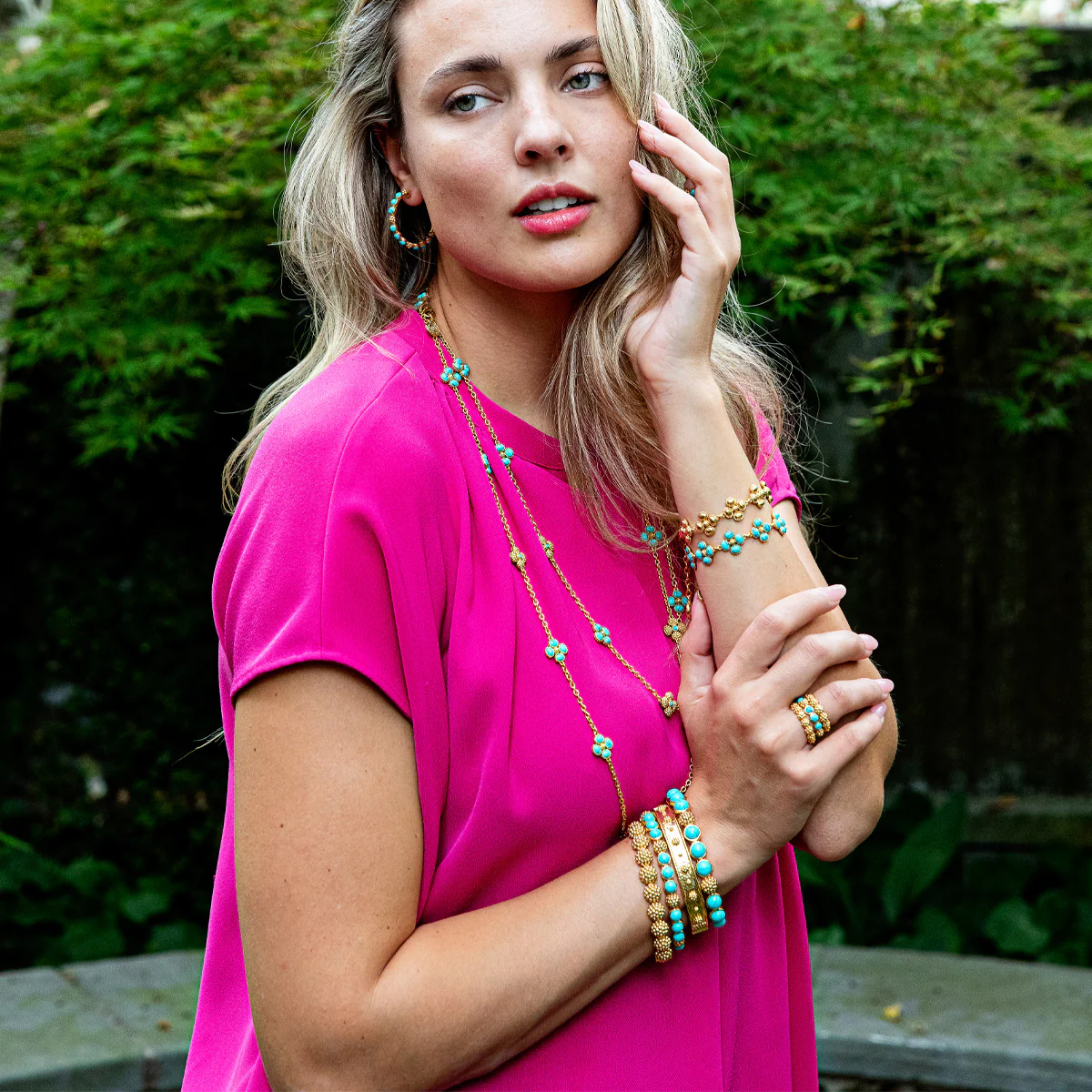 Berry - Gem Hinged Bangle - Turquoise – Peddler Interiors