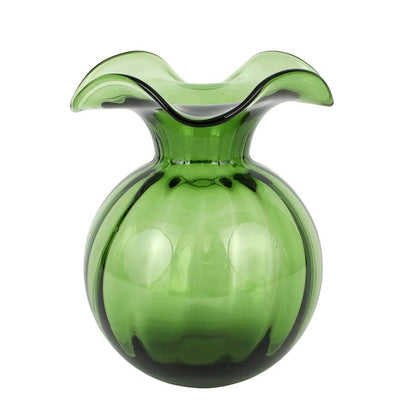 Hibiscus Glass Vase - Dark Green