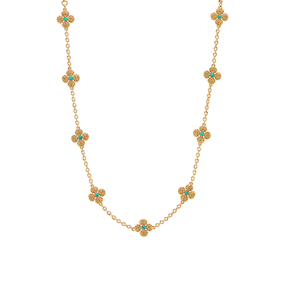 Berry - Clover Double Sided Necklace - 16" - Turquoise