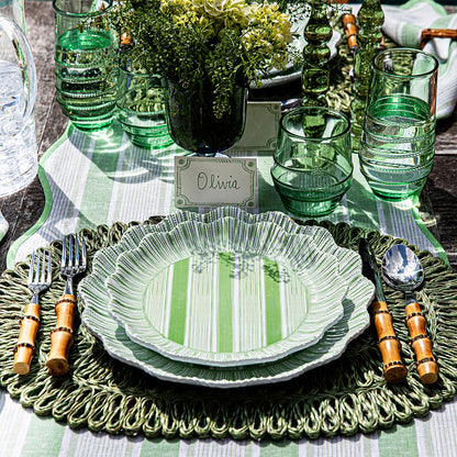 JLK Cabana Stripe - Melamine Dessert/Salad Plate -Seagrass
