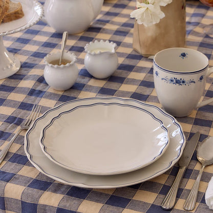 Vila - White & Filet Blue - Dinner Plate 11"