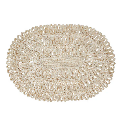 Straw Loop Oval Placemat - Whitewash