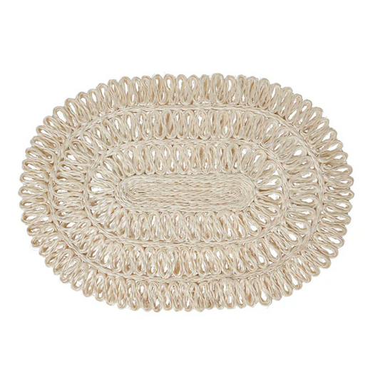 Straw Loop Oval Placemat - Whitewash