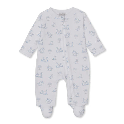 Springtime Bunny Fun - Footie with Zipper - Light Blue