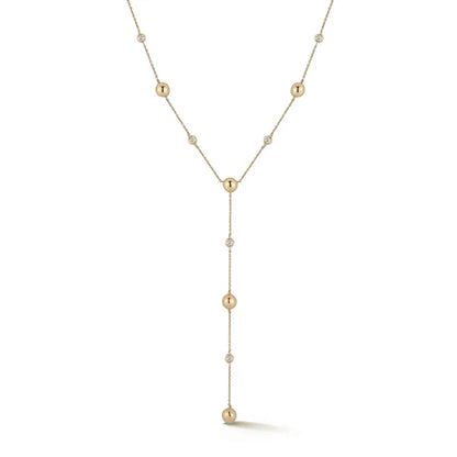Poppy Rae Pebble Lariat Necklace - 14kt Gold