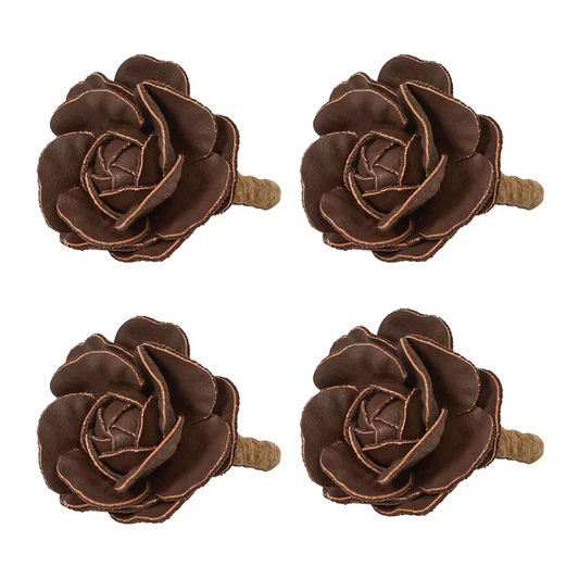 Camellia Napkin Ring - Brown - Set of 4