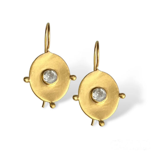DMD E Middie Earring - Coin with White Sapphire