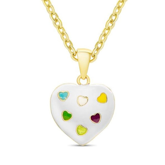 LYN Puffed Heart Necklace - White (269N-WT)