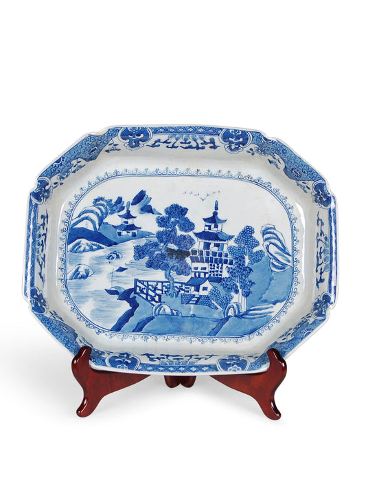 Blue & White Canton Charger with Antique Finish
