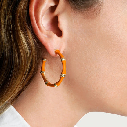 Bamboo - Enameled Hoop Earrings
