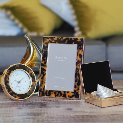 Faux Tortoiseshell & Gold Silent Alarm Clock