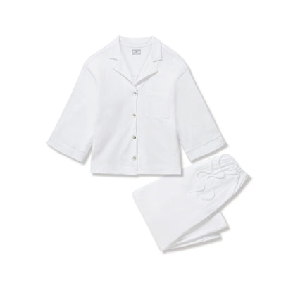 Women's Olivia Wide Leg Pima Pajama Set - White