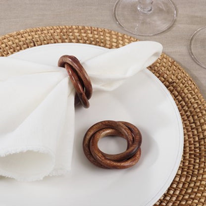 SRO Wooden Interlock Napkin Ring - Brown