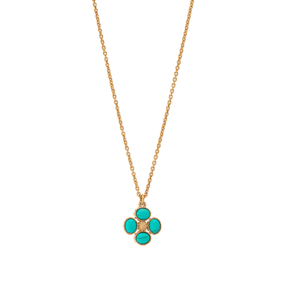 Berry - Clover Double Sided Charm Necklace - 16" - Turquoise