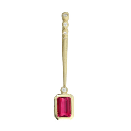 SLJ Pendant - Lolli Emerald Cut Rubelite - RUCW .94, DCW .0875 - 18KYG