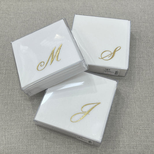PTA Gold Monogrammed Cocktail Napkins -