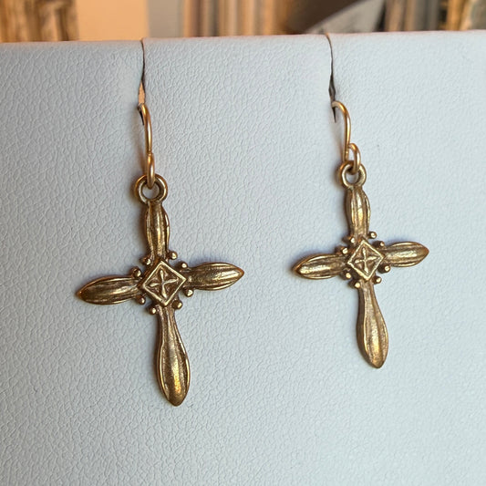 Bronze "Propeller" Cross Earrings
