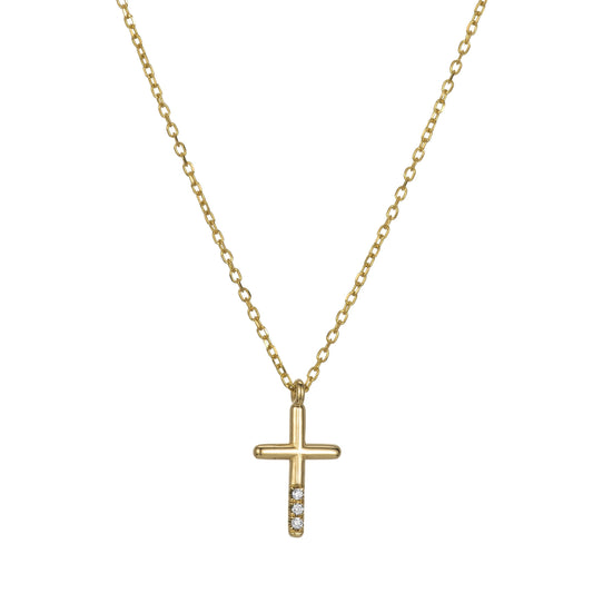 JKD N - Diamond Cross Necklace; 14kt YG