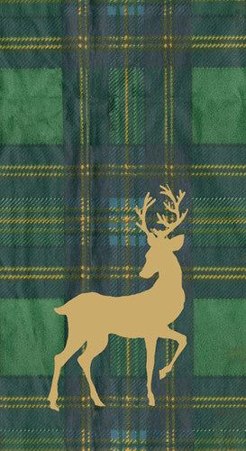Reindeer Tartan Green Guest Towel 12pk