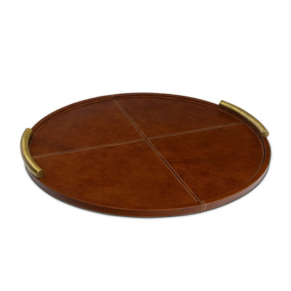 Hayes Leather Tray - Large Round - Cognac