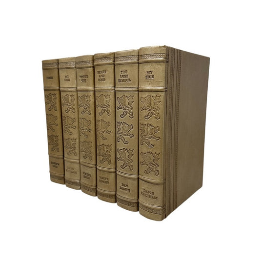 E.L English Fine Leatherbound Book with Lion Motif - Putty Leather