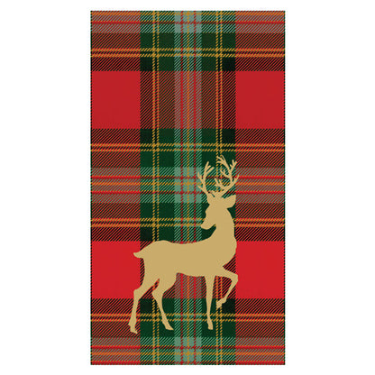 Reindeer Tartan Red Guest Towel 12pk